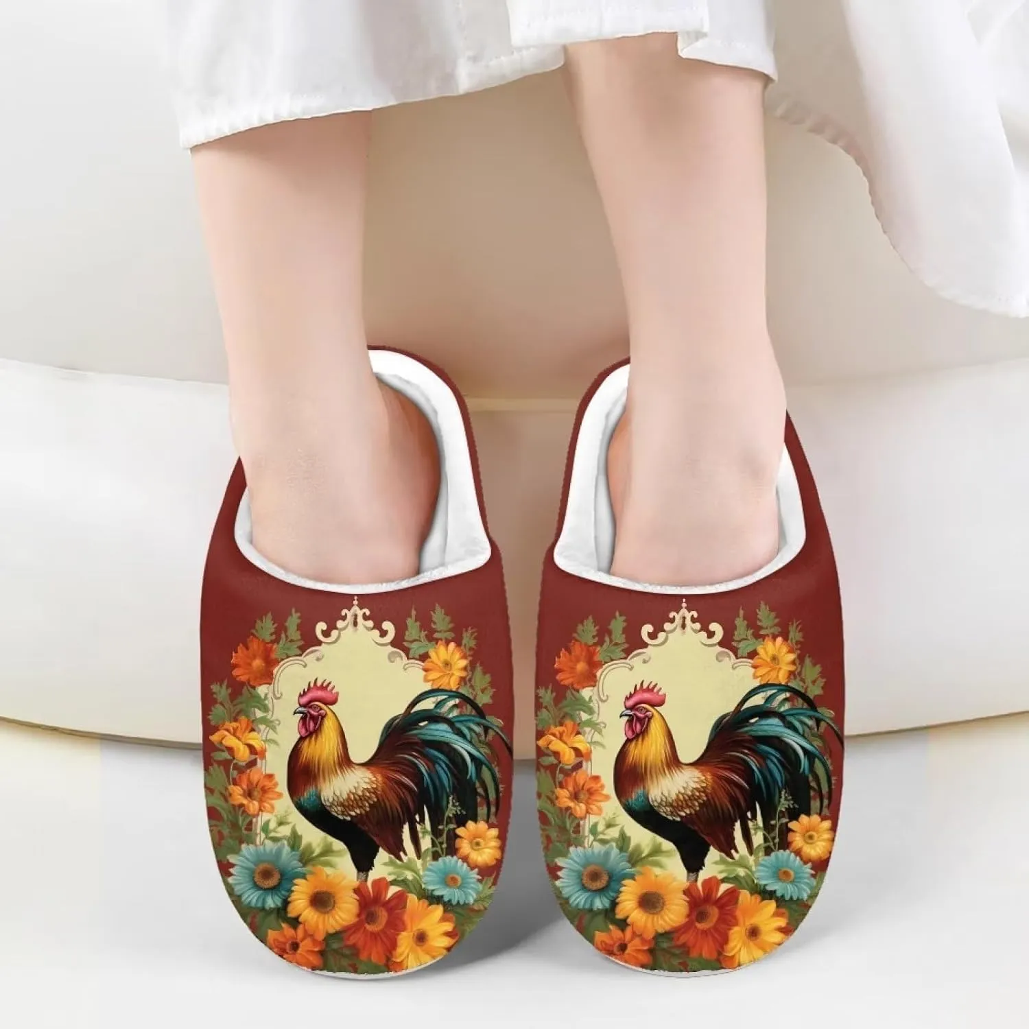 Kids House Slippers Size 9-14.5 Cute Slippers for Teen Girls Soft Plush Warm Bedroom Shoes White Sole