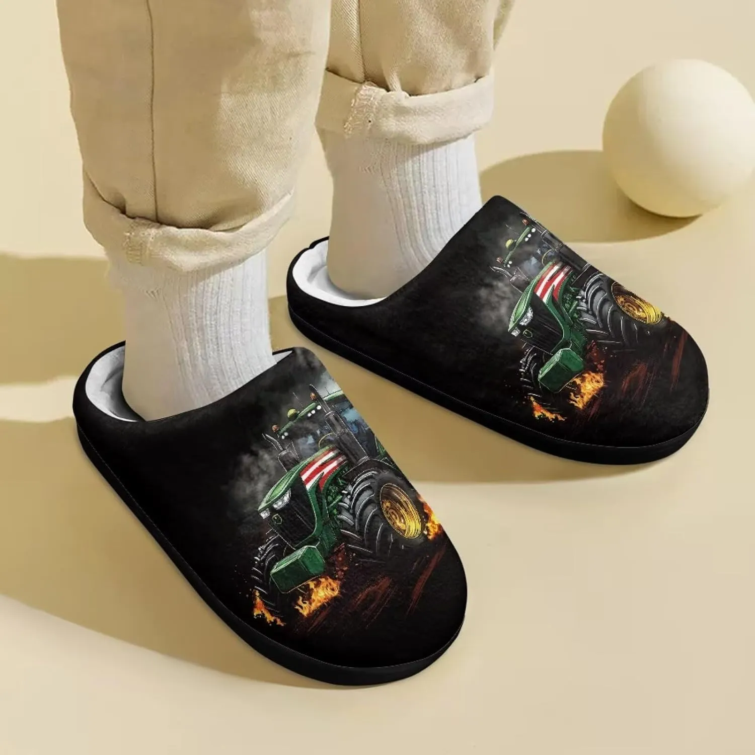 Kids Slippers for Boys, Warm Soft Fluffy Slippers for Winter, Slip On Scuff Slippers for Bedroom