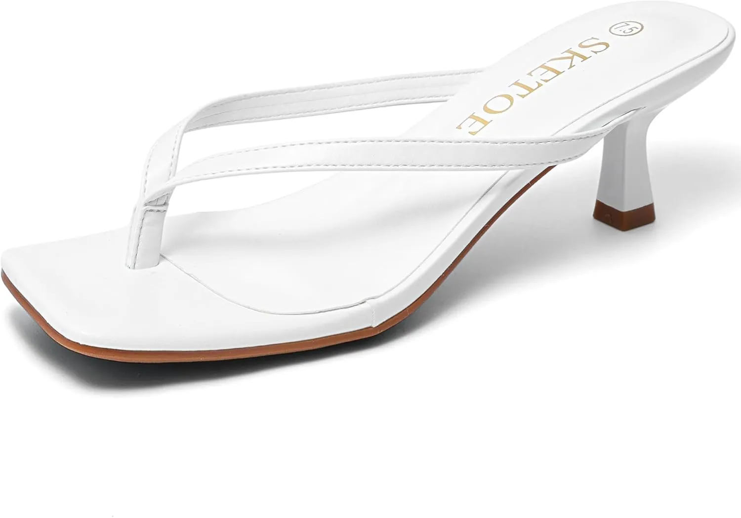Kitten Heels for Women Square Toe Sandals Flip Flop Heels Thong Sandals Comfortable Summer 2 Inch Heels Sandals
