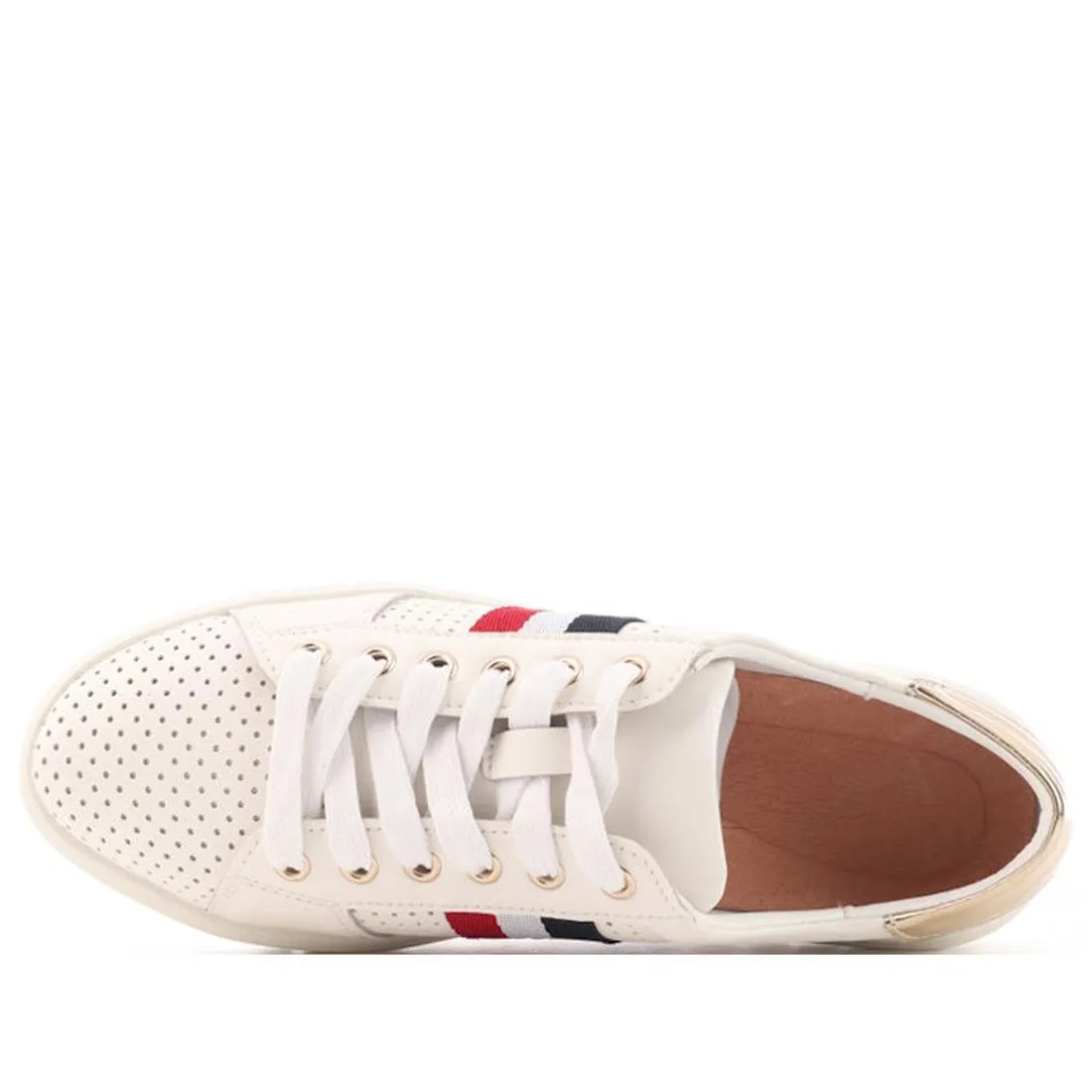 Laguna Quay Womens LEATHER Sneaker Elope White Gold.