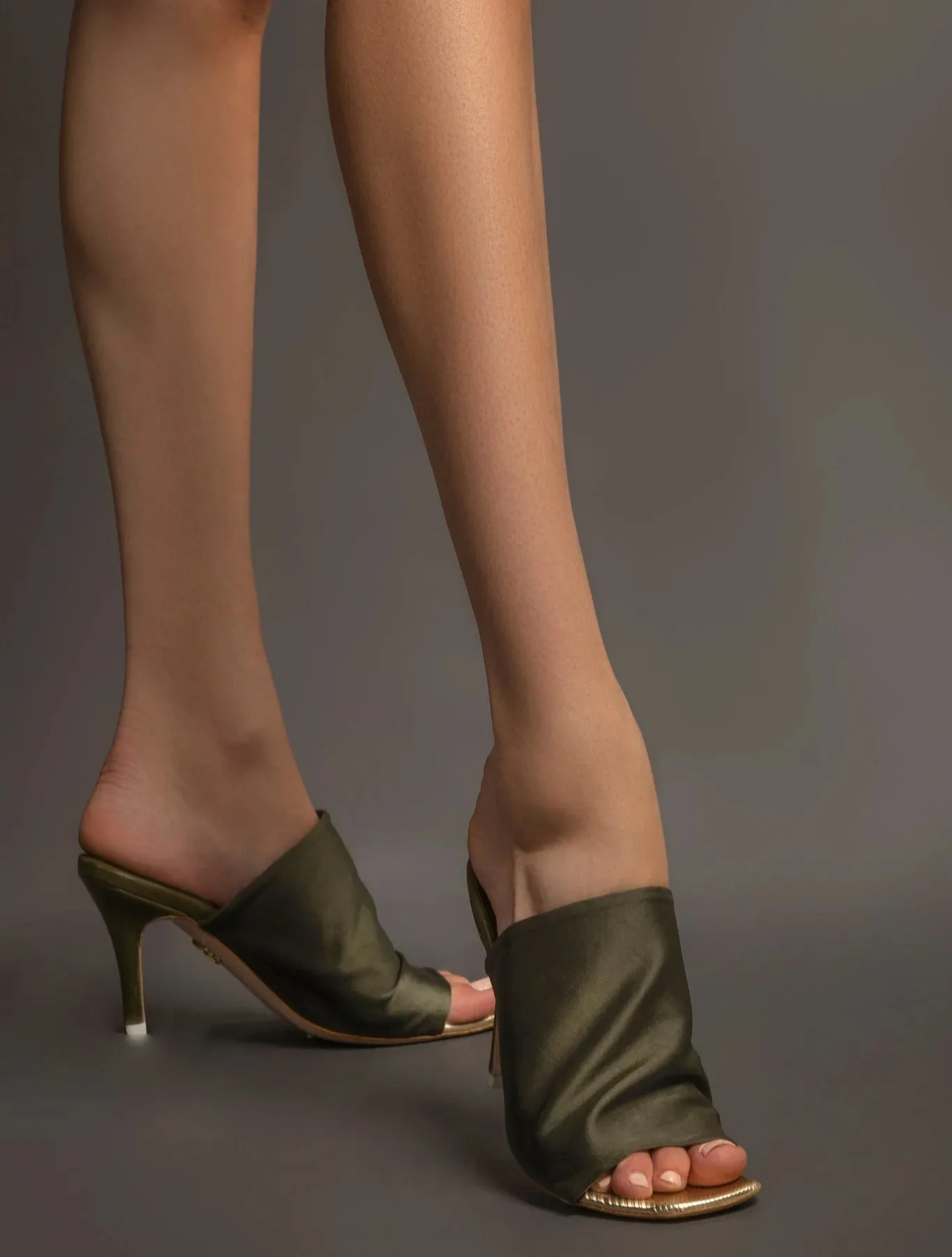 Lana Khaki Stretch Mules