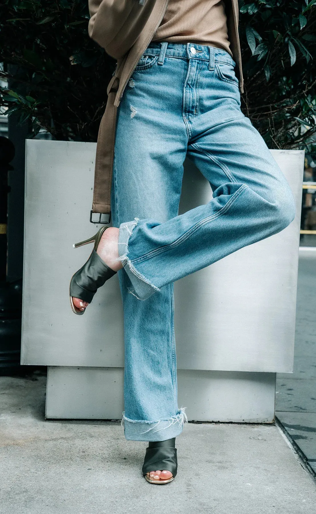 Lana Khaki Stretch Mules