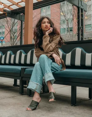Lana Khaki Stretch Mules