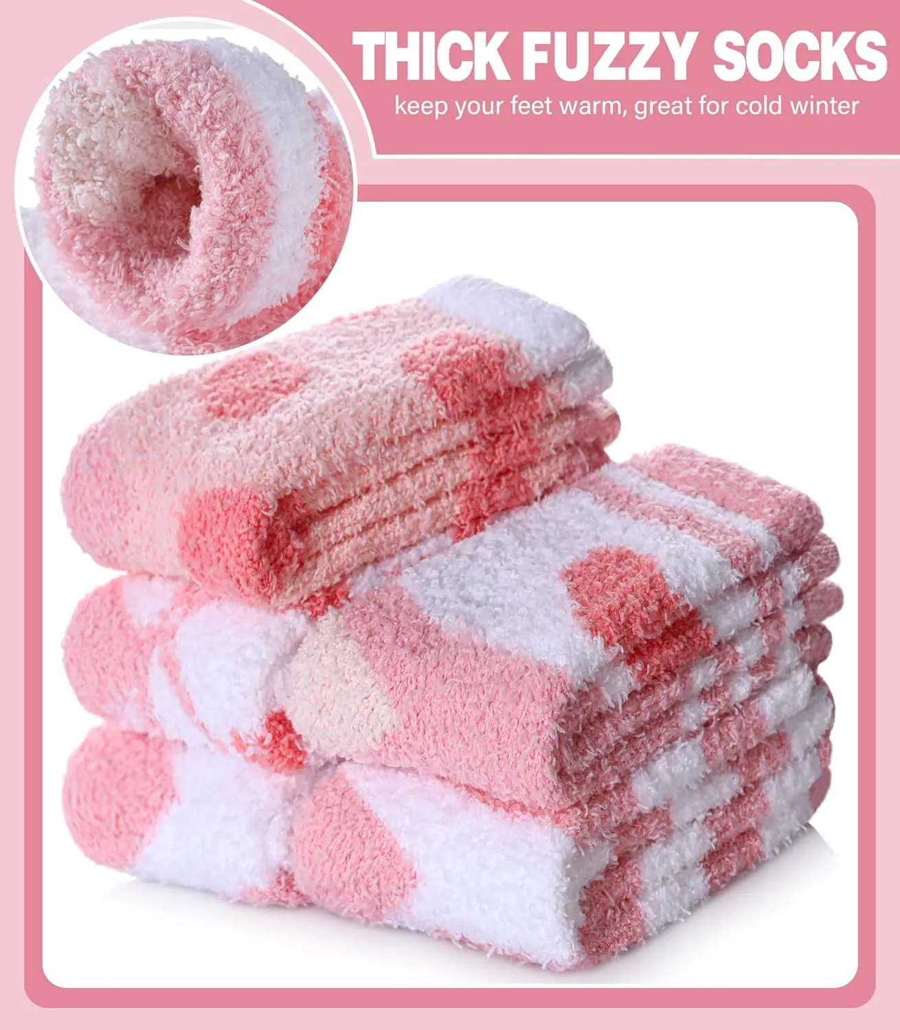 LANLEO 5/6 Pairs Womens Super Soft Fuzzy Plush Warm Winter Home Sleeping Slipper Socks