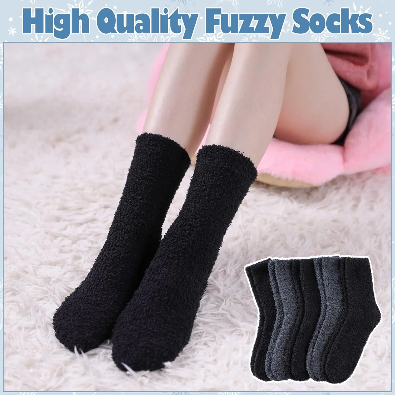 LANLEO 5/6 Pairs Womens Super Soft Fuzzy Plush Warm Winter Home Sleeping Slipper Socks