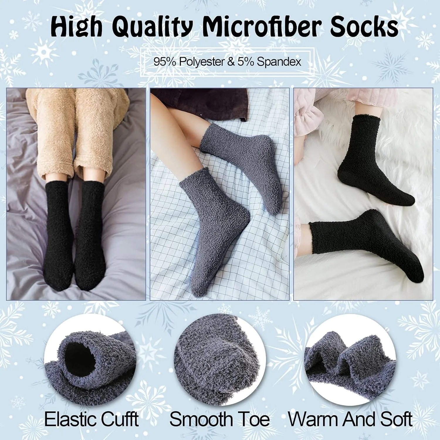 LANLEO 5/6 Pairs Womens Super Soft Fuzzy Plush Warm Winter Home Sleeping Slipper Socks