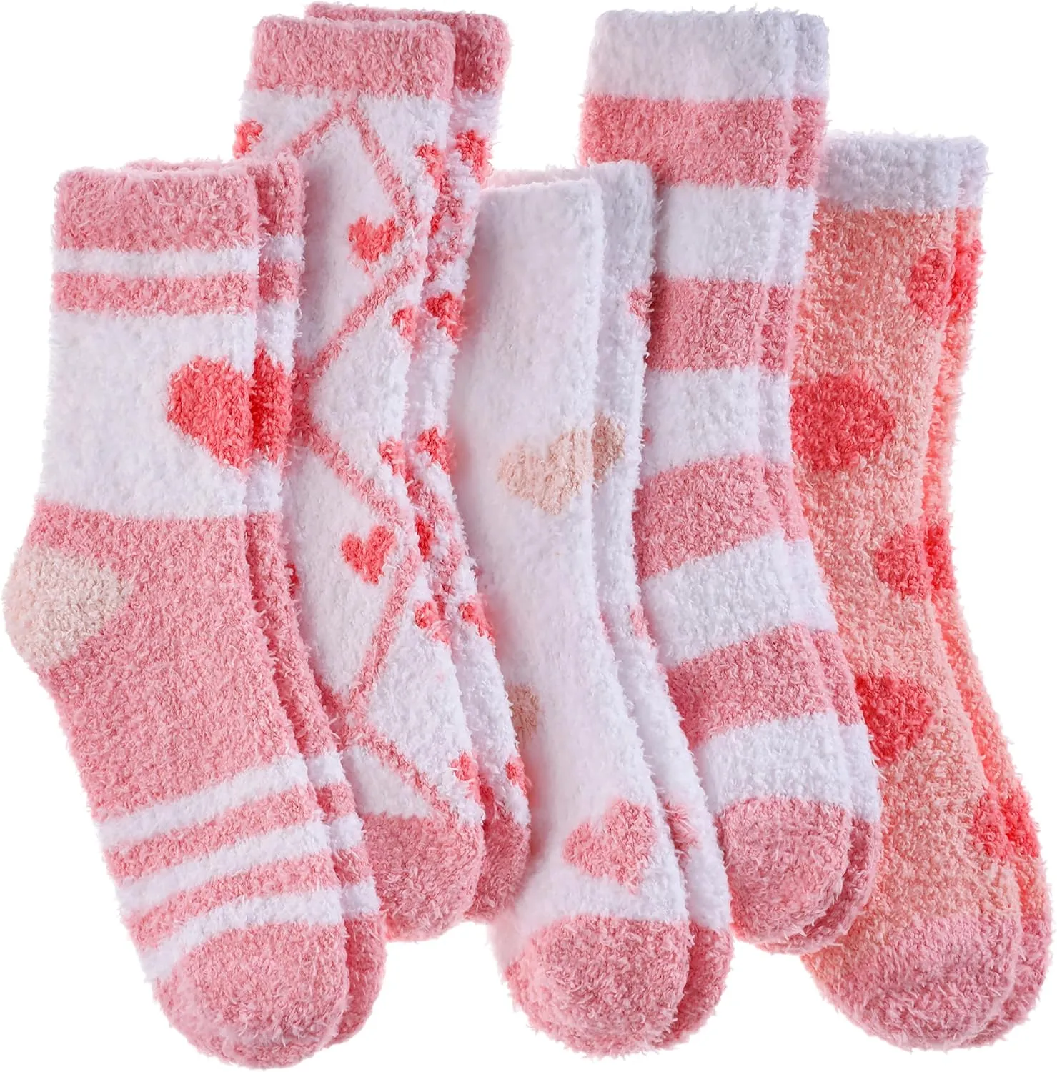 LANLEO 5/6 Pairs Womens Super Soft Fuzzy Plush Warm Winter Home Sleeping Slipper Socks