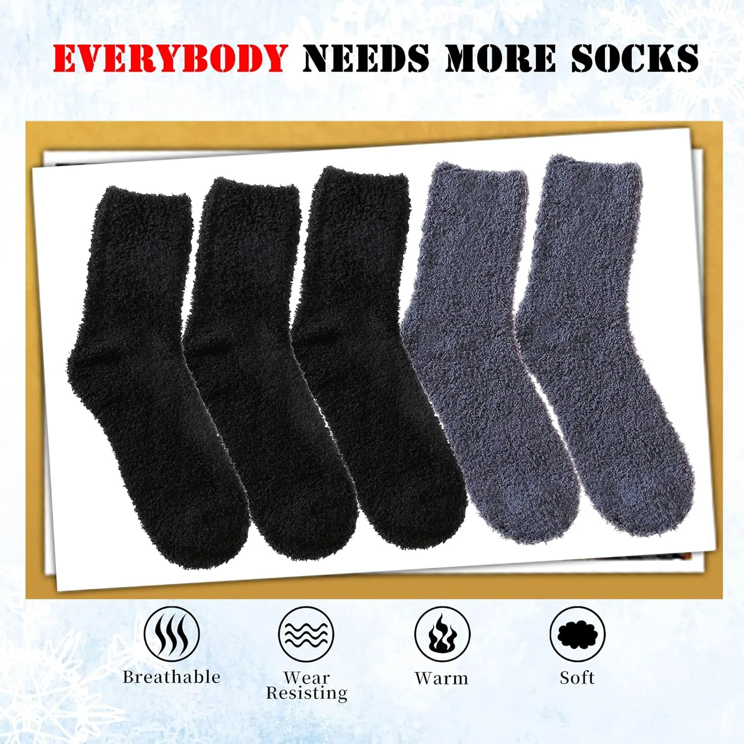 LANLEO 5/6 Pairs Womens Super Soft Fuzzy Plush Warm Winter Home Sleeping Slipper Socks