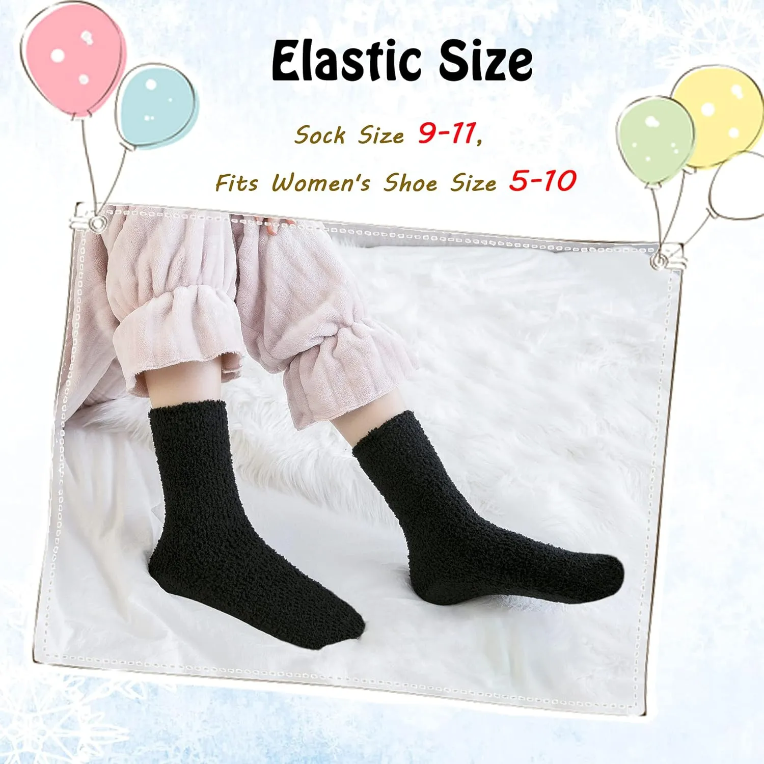 LANLEO 5/6 Pairs Womens Super Soft Fuzzy Plush Warm Winter Home Sleeping Slipper Socks
