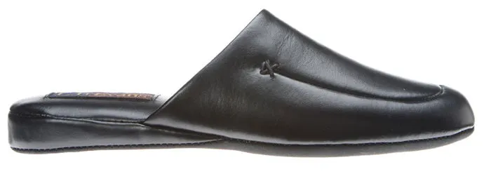L.B. Evans Duke Scuff Black Soft Leather Mens Slipper 2761LBE