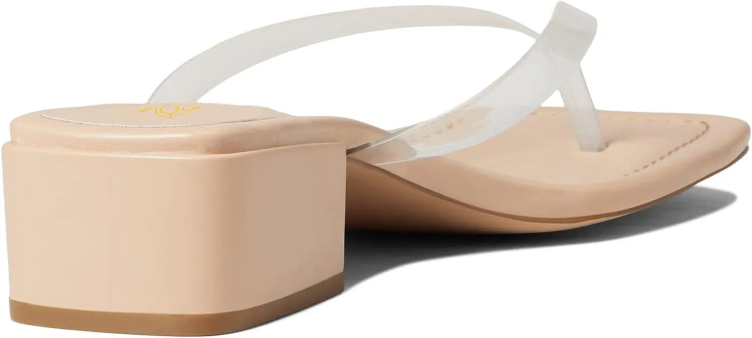 LEHOOR Women Chunky Heel Square Toe Flip Flops Comfort Slip On Heeled Thong Flip Flops 2 Inch Low Block Heel Dress Slippers Sandals Clear T-Strap Work Party Slides Casual Summer Beach Heels 4-11 M US