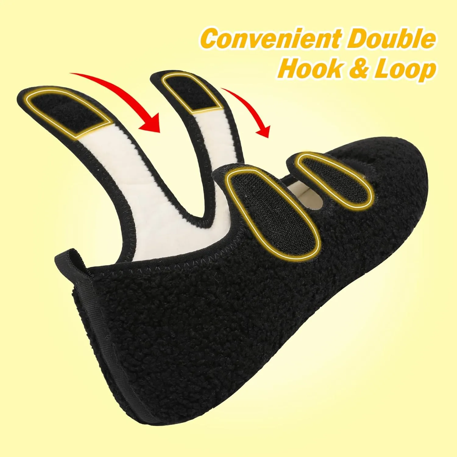 LeIsfIt Womens Slippers Adjustable Diabetic Slippers Wide Soft Arthritis Edema House Shoes Warm Fuzzy Slipper Socks with Rubber Sole
