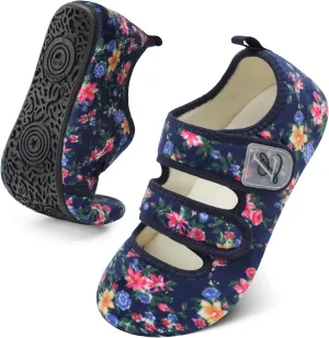 LeIsfIt Womens Slippers Adjustable Diabetic Slippers Wide Soft Arthritis Edema House Shoes Warm Fuzzy Slipper Socks with Rubber Sole