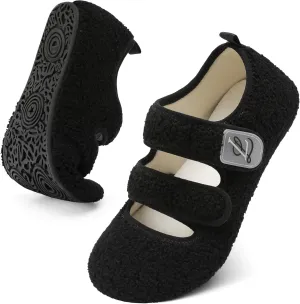 LeIsfIt Womens Slippers Adjustable Diabetic Slippers Wide Soft Arthritis Edema House Shoes Warm Fuzzy Slipper Socks with Rubber Sole