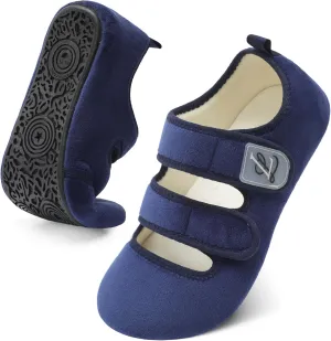 LeIsfIt Womens Slippers Adjustable Diabetic Slippers Wide Soft Arthritis Edema House Shoes Warm Fuzzy Slipper Socks with Rubber Sole