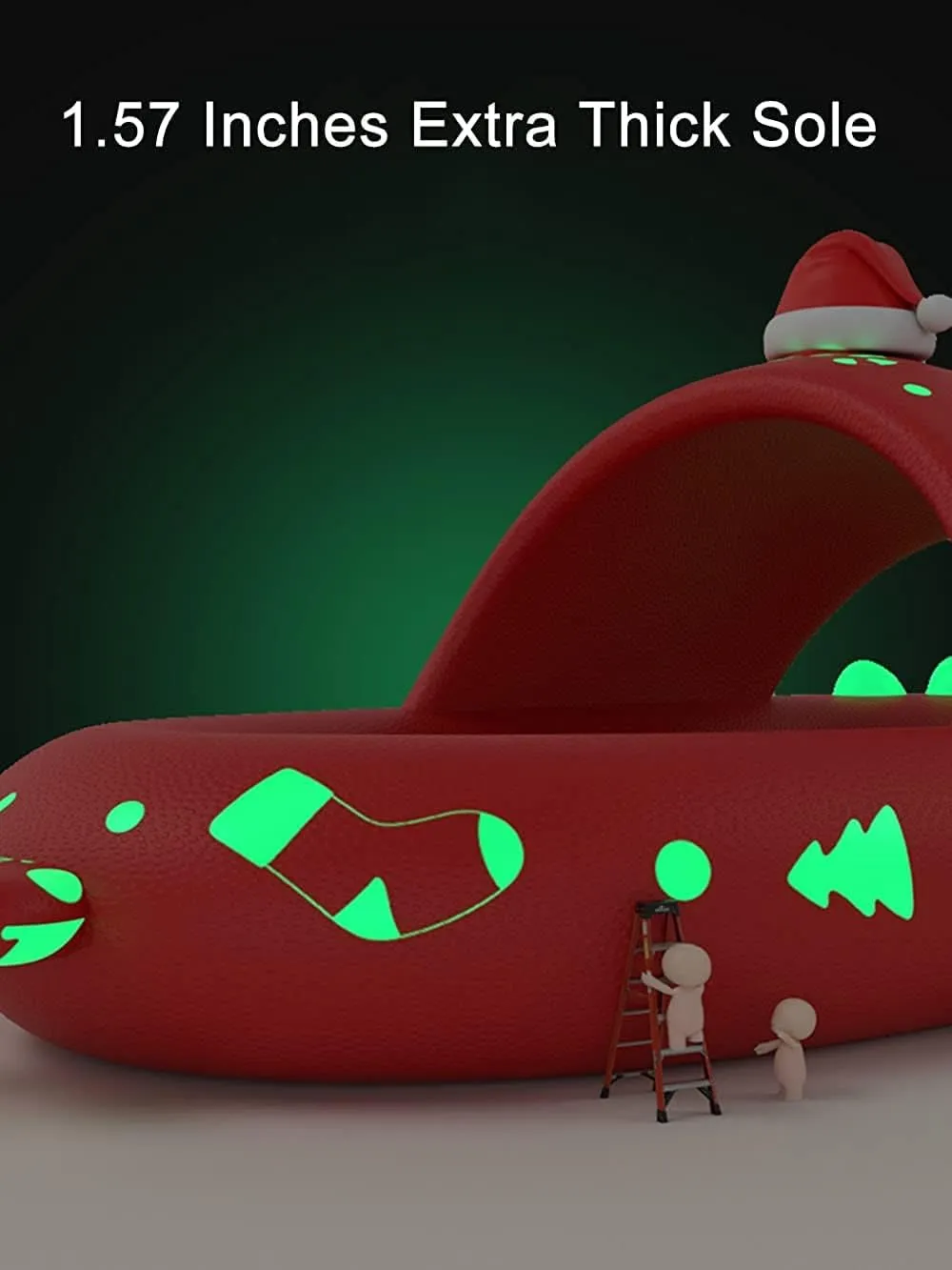 LELEBEAR Christmas Shark Slides, Santa Shark Slides, Shark Slides Glow in the Dark