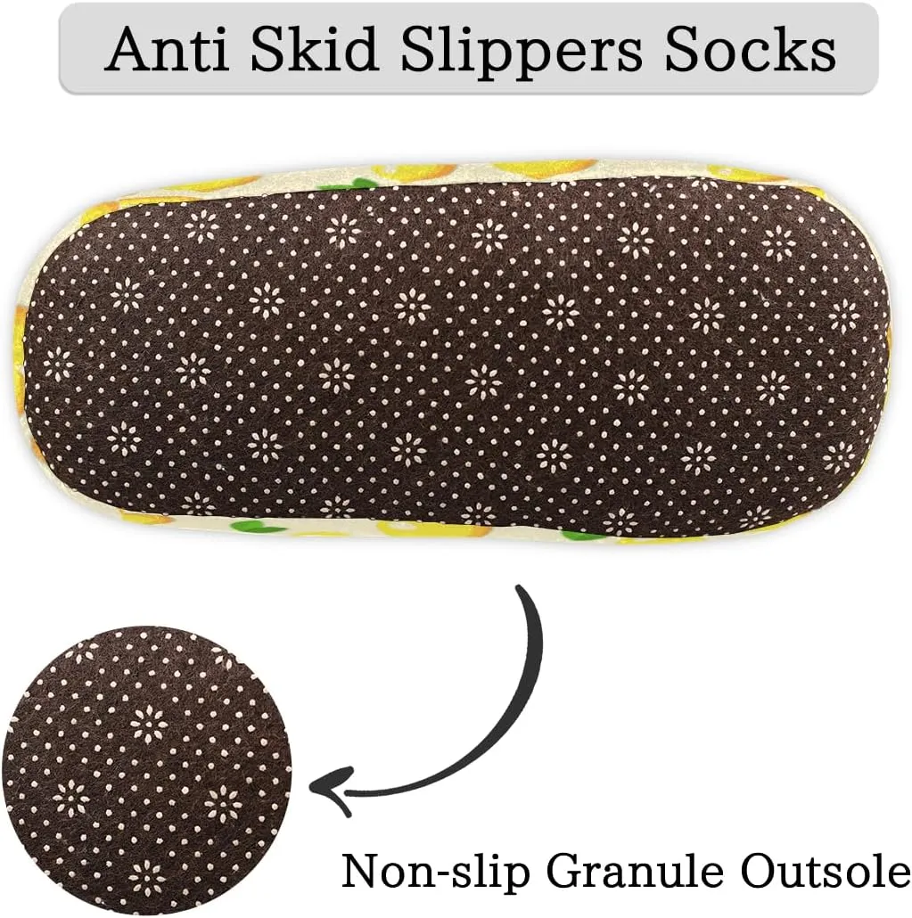 Lemon Themed Slippers for Women Men Cozy Non-slip House Shoes Winter Warm Indoor Slipper