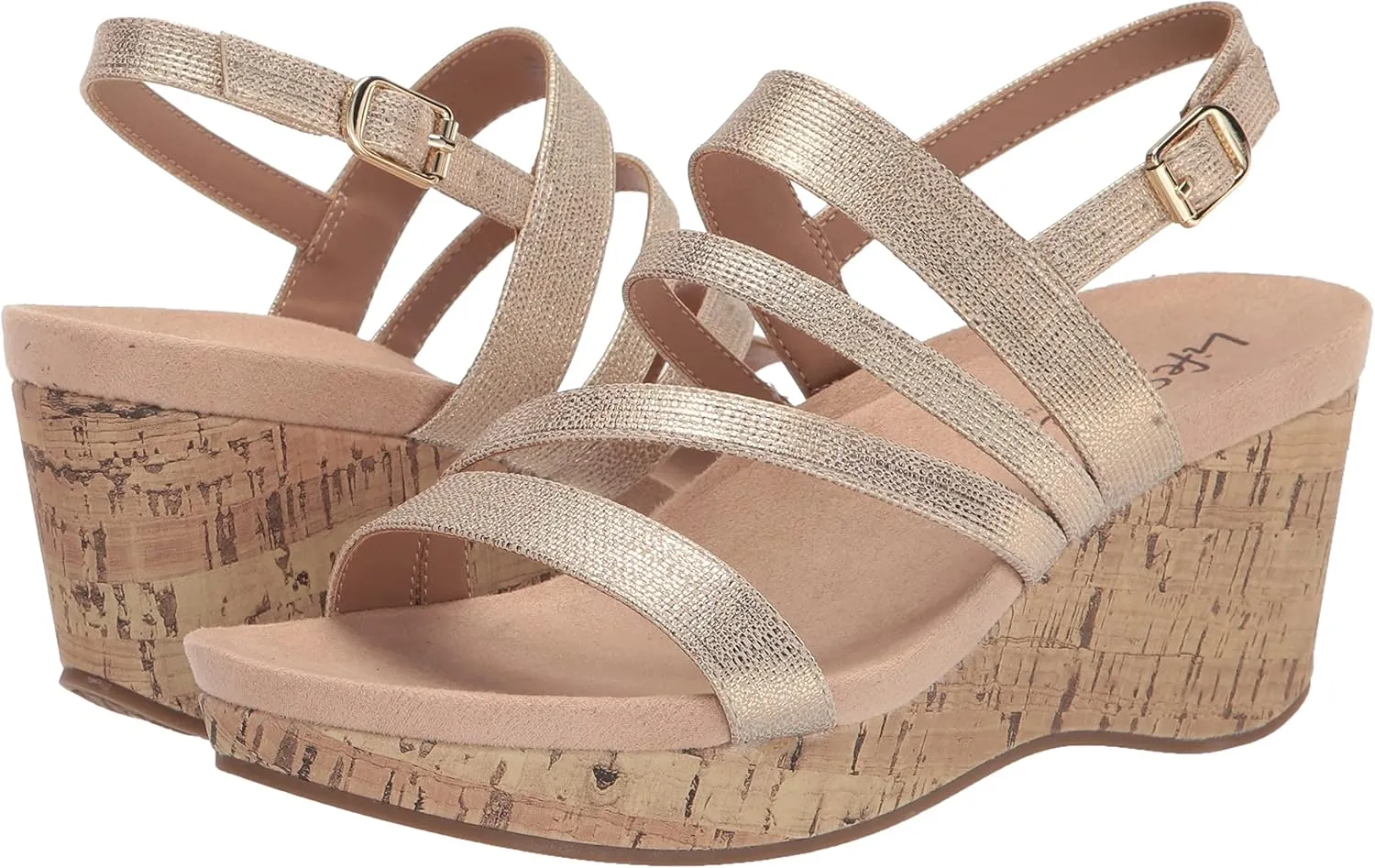 LifeStride Women's Discover Strappy Platform Wedge Sandal