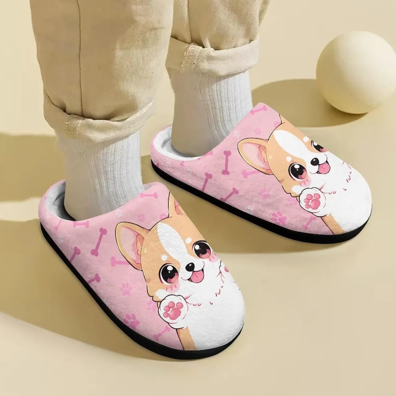 Little Girls Slippers Indoor Comfort Cute Pattern Size 9-15 Black