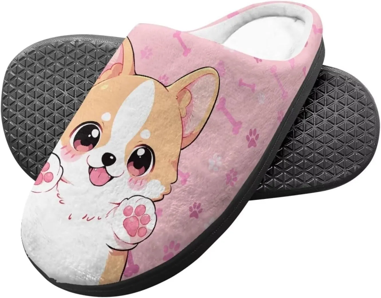 Little Girls Slippers Indoor Comfort Cute Pattern Size 9-15 Black