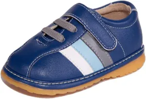 Little Mae's Boutique Sneaker Squeaky Shoes for Toddler Boys, Ideal Toddler Walking Shoes with Removable Squeaker and Adjustable Strap - Flexible Sole Baby Shoes