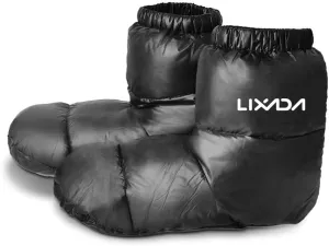 Lixada Ultralight Winter Duck Down Booties Warm Socks Slippers Warm Soft Cozy Water-Resistant for Camping Sleeping Bag Men Women Winter Duck Down Booties Slipper Boots