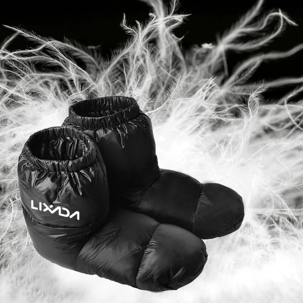 Lixada Ultralight Winter Duck Down Booties Warm Socks Slippers Warm Soft Cozy Water-Resistant for Camping Sleeping Bag Men Women Winter Duck Down Booties Slipper Boots