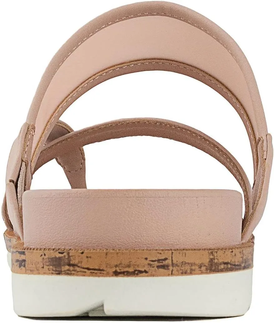 LONDON FOG Womens Noome Comfort Platform Sandal Stretch Fabric Comfort Womens Sandals