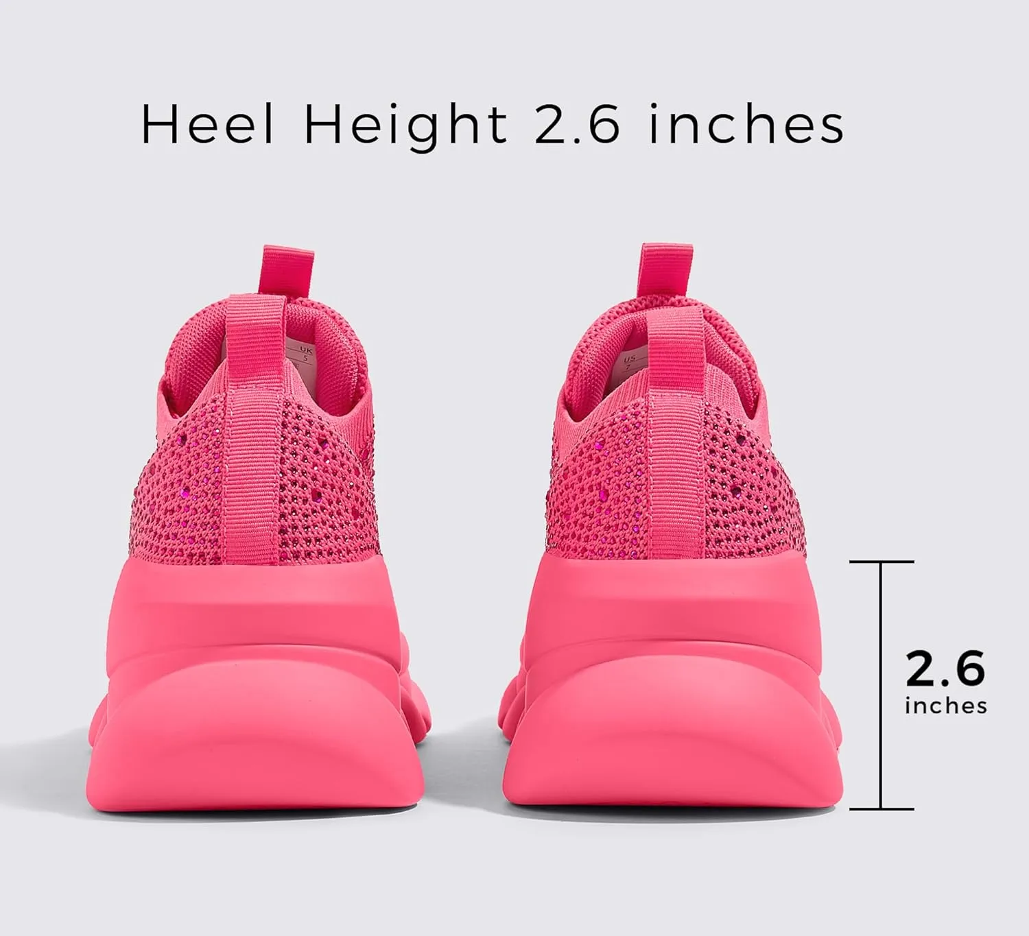 LUCKY STEP Women's Chunky Rhinestone Sneaker Sparkly Bling Bedazzled Mesh Slip on Elastic Sock Glitter Shiny Rave Walking Shoes
