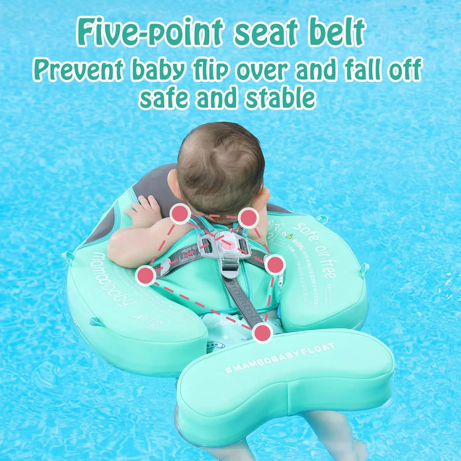 Mambobaby Float Add Tail Baby Swim Float with Canopy, Non-Inflatable Solid Baby Float, Upgrade Soft Skin-Friendly Fabric Material Infant Swim Float (Special Edition Green)