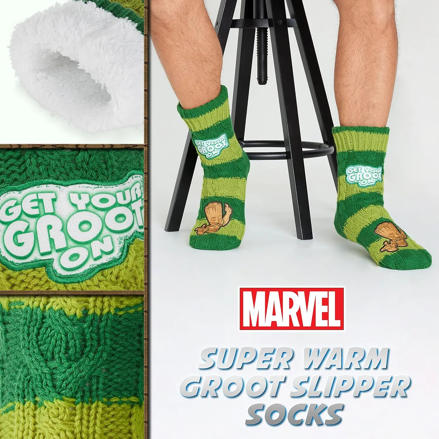 Marvel Fluffy Socks, Mens Slipper Socks, Black Panther Thor Warm Knitted Socks