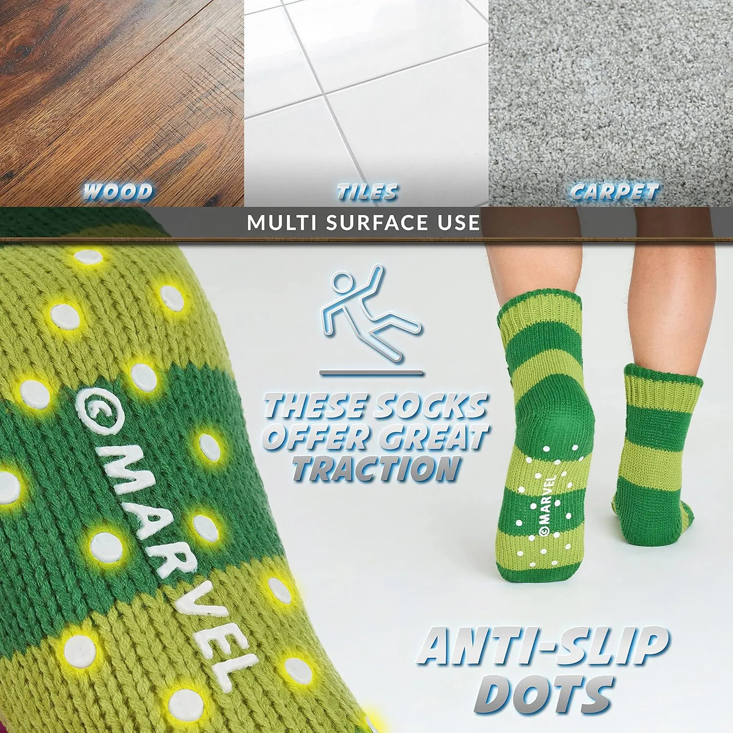 Marvel Fluffy Socks, Mens Slipper Socks, Black Panther Thor Warm Knitted Socks