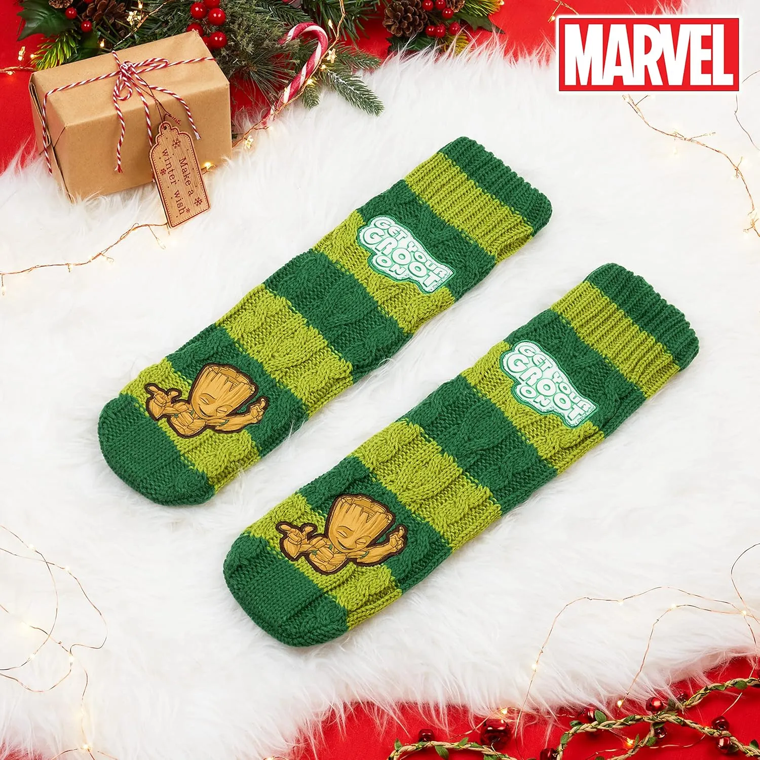 Marvel Fluffy Socks, Mens Slipper Socks, Black Panther Thor Warm Knitted Socks