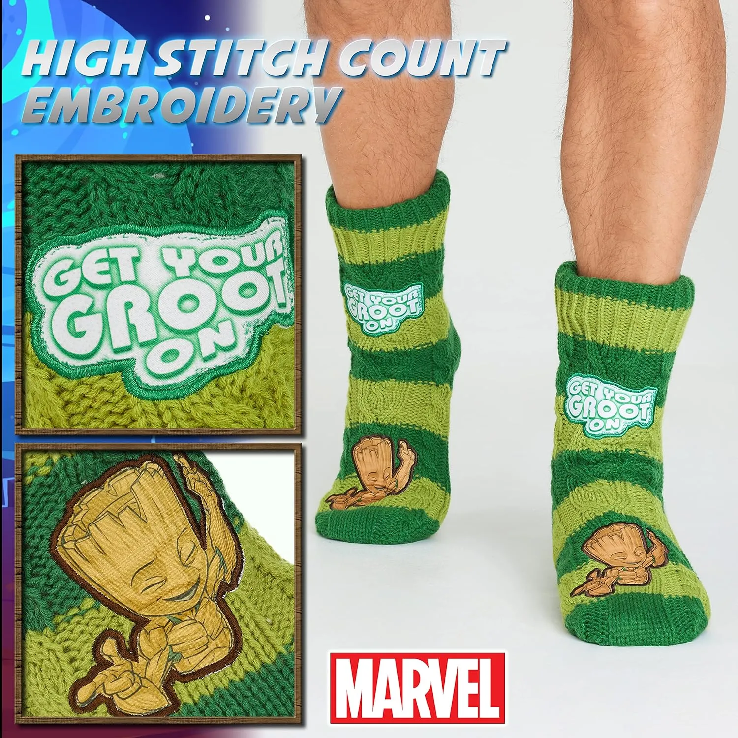 Marvel Fluffy Socks, Mens Slipper Socks, Black Panther Thor Warm Knitted Socks