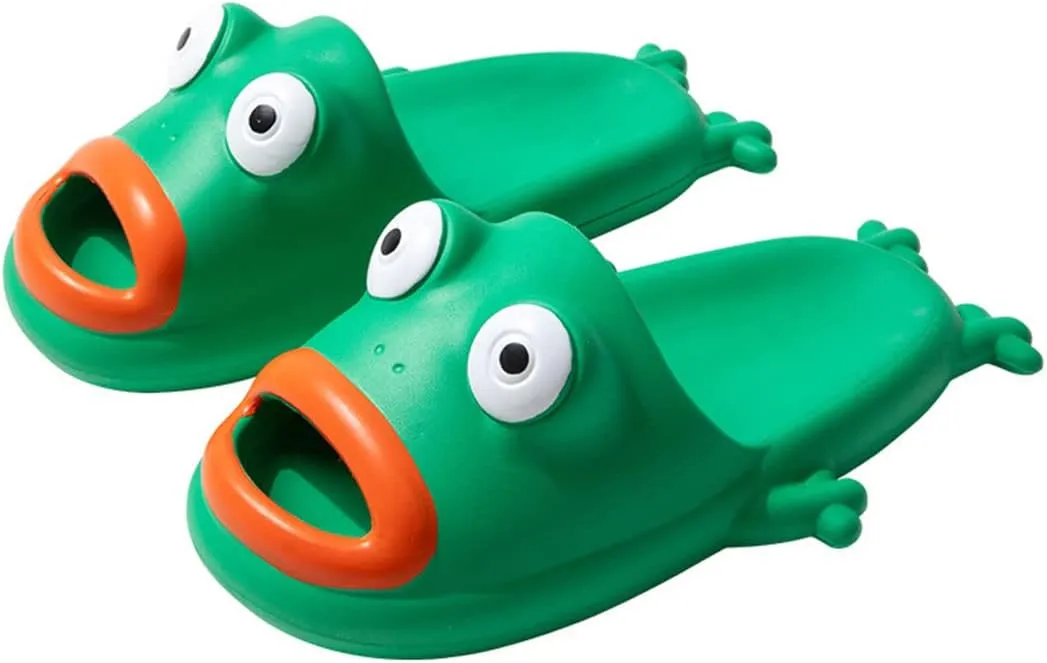 MEADOO Frog Slippers,Frog Flip Flops, Thickness Bath Slipper, Funny Couple Frog Slides, Bass Sandals, Beach & Shower Shoes