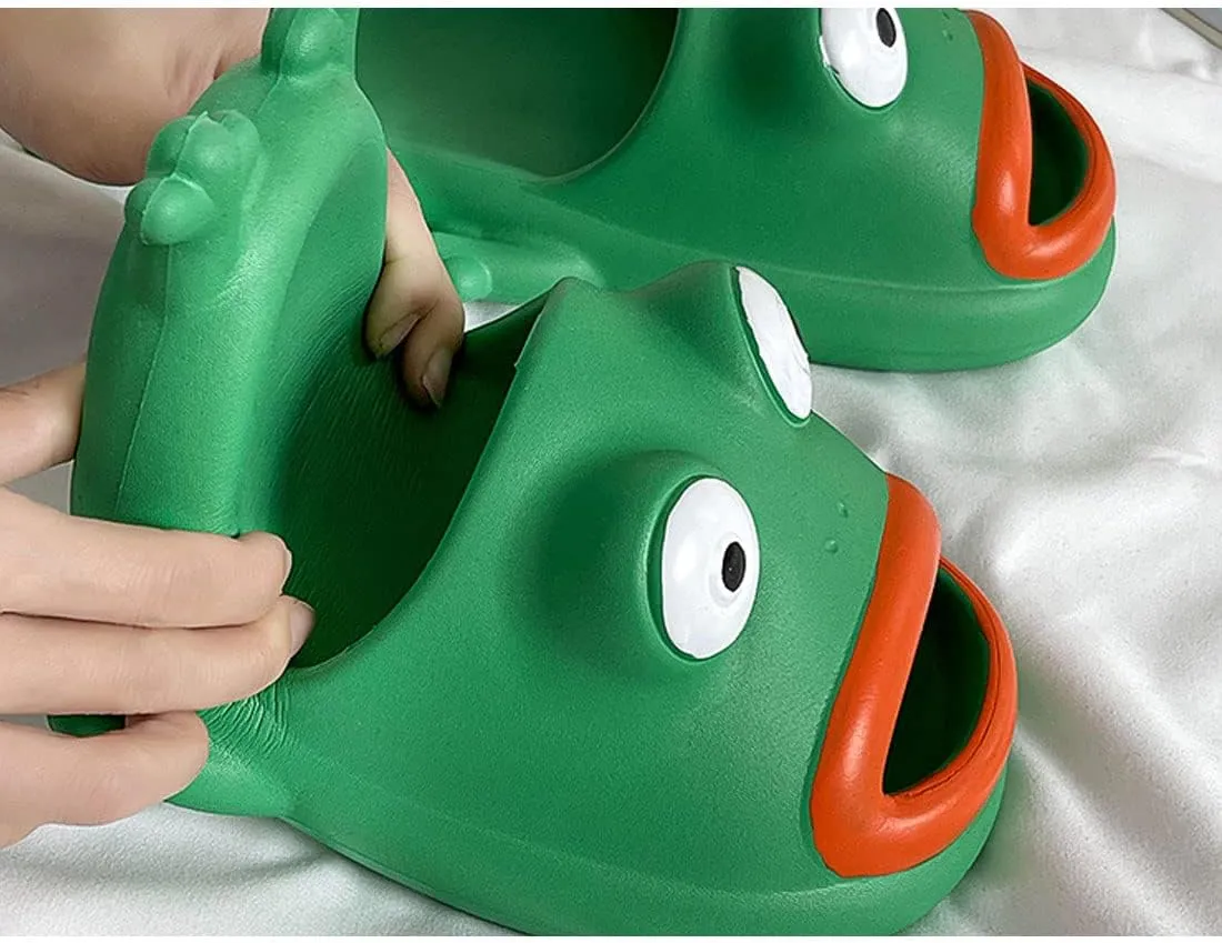 MEADOO Frog Slippers,Frog Flip Flops, Thickness Bath Slipper, Funny Couple Frog Slides, Bass Sandals, Beach & Shower Shoes