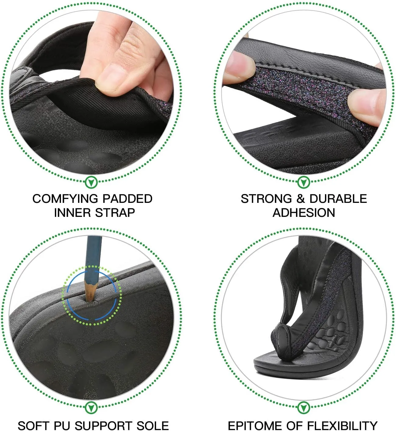 MEGNYA Comfortable Walking Flip Flops for Womens, Orthopedic Walking Sandals with Arch Support, Flat Feet Pain Relief Sandals for Beach, Summer, Pool