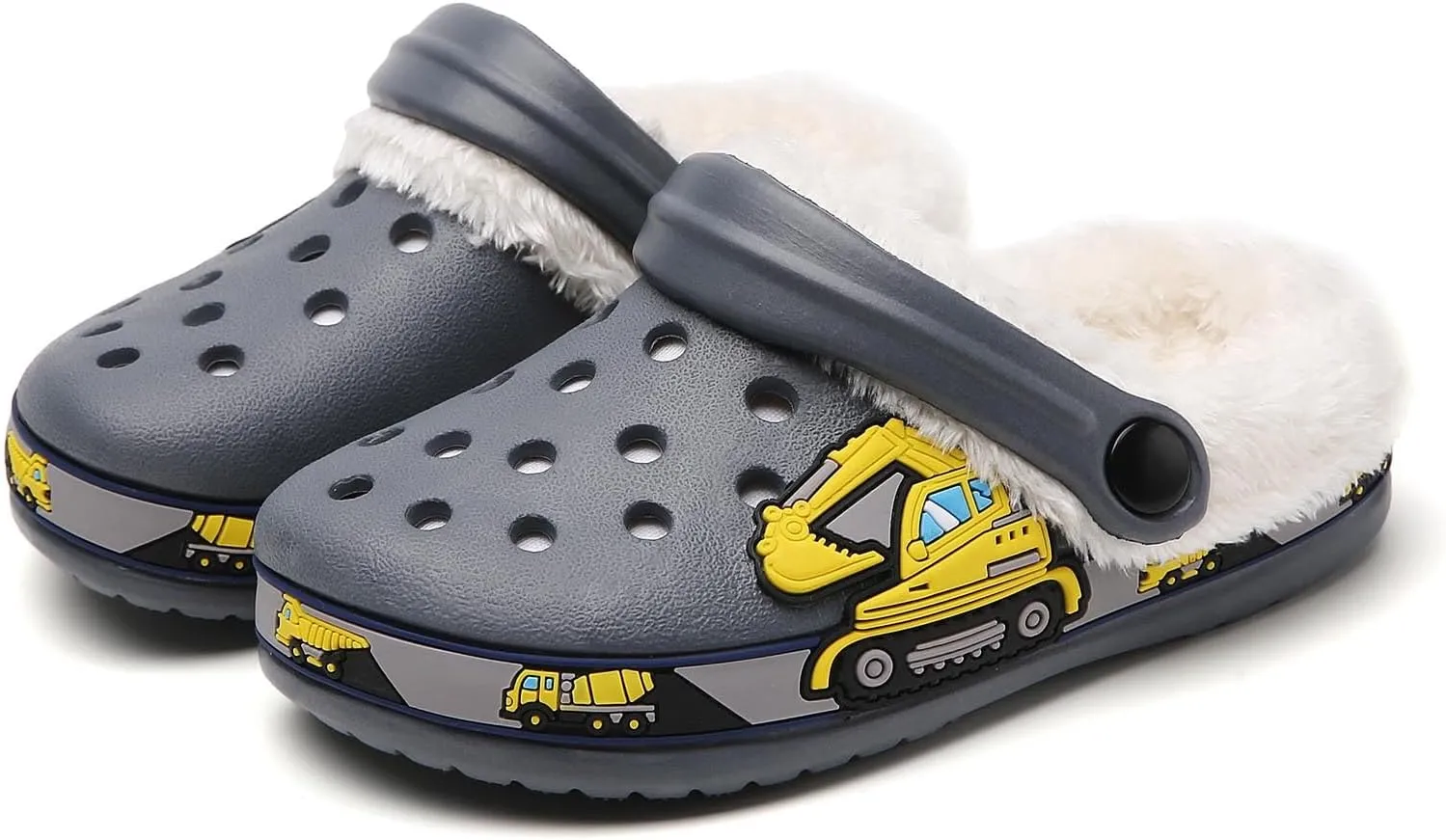 Meidiastra Kids Fur Lined Clogs Shoes Slip On Garden Shoes Non Slip House Home Slippers for Boys Girls