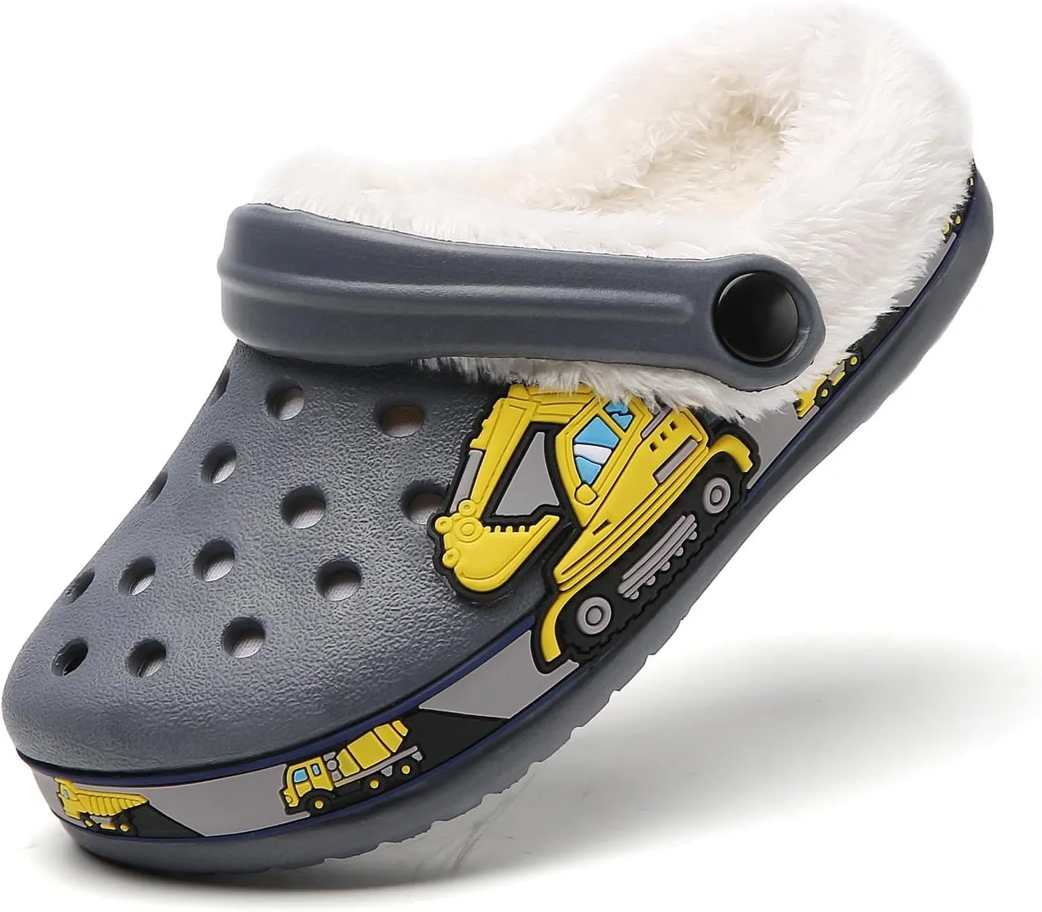 Meidiastra Kids Fur Lined Clogs Shoes Slip On Garden Shoes Non Slip House Home Slippers for Boys Girls