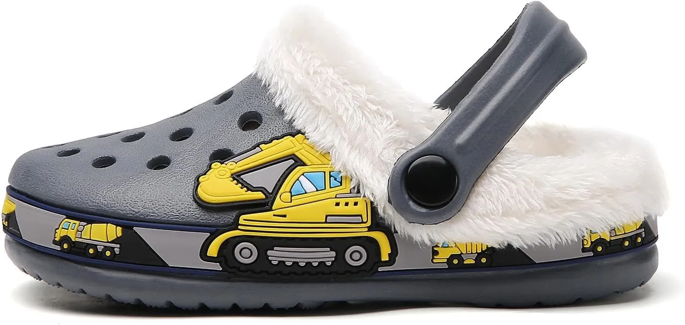 Meidiastra Kids Fur Lined Clogs Shoes Slip On Garden Shoes Non Slip House Home Slippers for Boys Girls