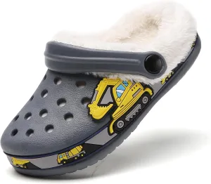 Meidiastra Kids Fur Lined Clogs Shoes Slip On Garden Shoes Non Slip House Home Slippers for Boys Girls
