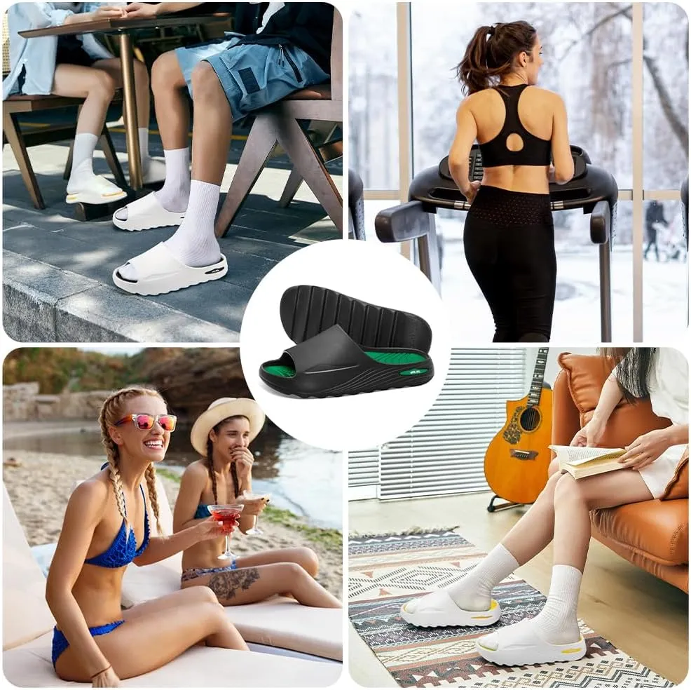 Men's Athletic Sandals Soft - tech Sports Recovery Slide Basketball Outdoor Slipper with Arch Support Plantar Fasciitis Relief