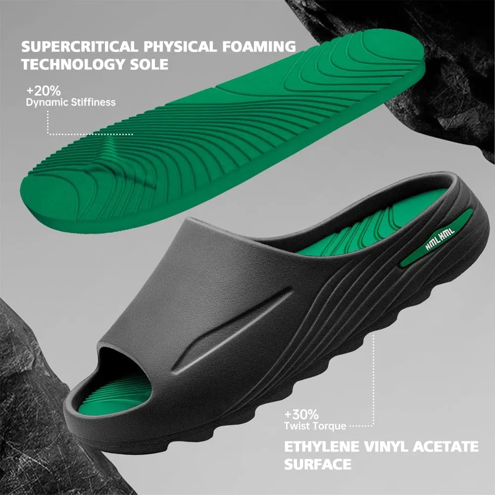 Men's Athletic Sandals Soft - tech Sports Recovery Slide Basketball Outdoor Slipper with Arch Support Plantar Fasciitis Relief