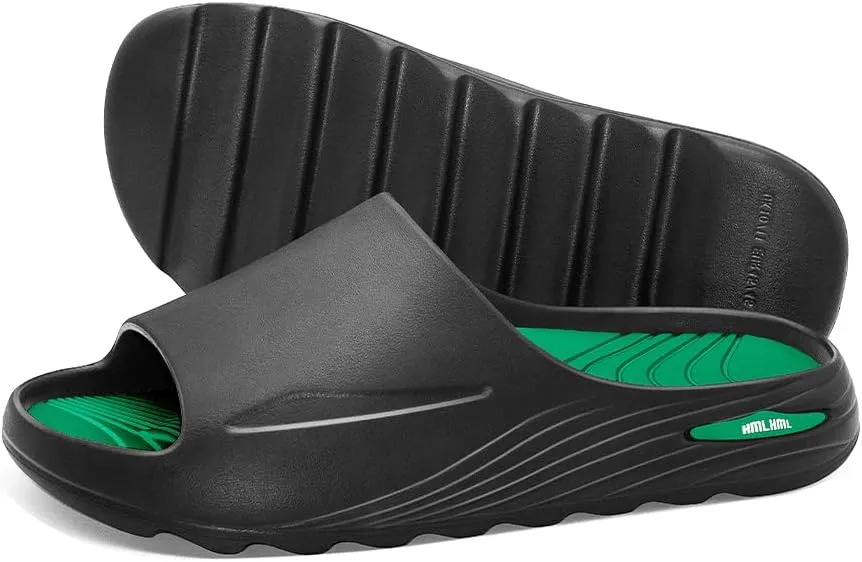 Men's Athletic Sandals Soft - tech Sports Recovery Slide Basketball Outdoor Slipper with Arch Support Plantar Fasciitis Relief