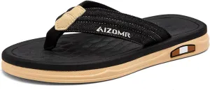 Mens Beach Flip Flops Orthotic Summer Thong Sandals Comfort Rubber Soles with Soft Cushion
