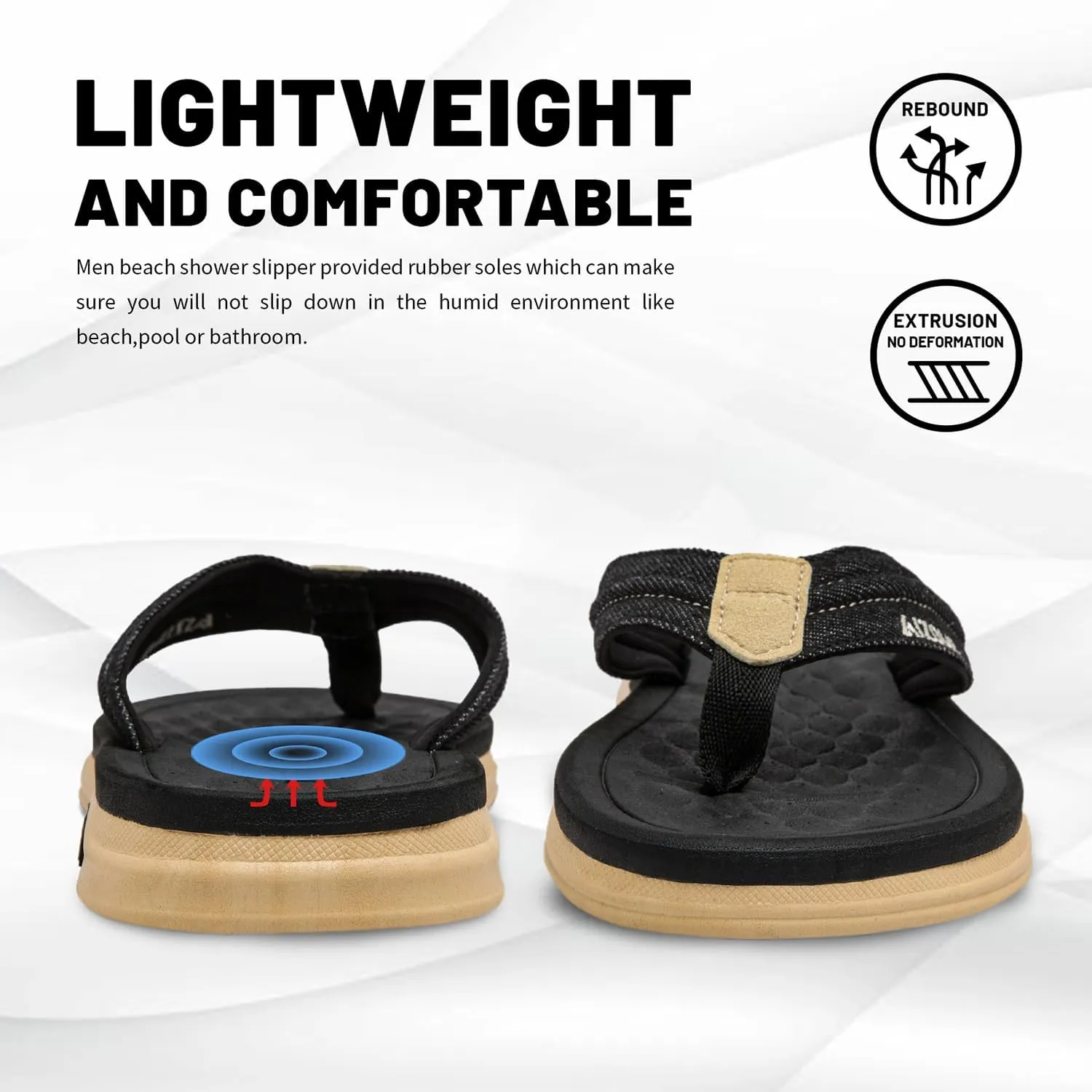 Mens Beach Flip Flops Orthotic Summer Thong Sandals Comfort Rubber Soles with Soft Cushion