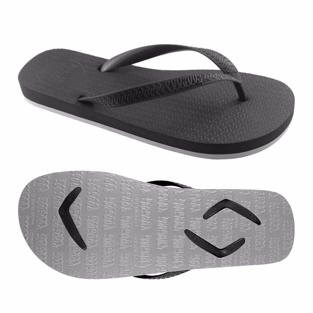 Men's Flip Flops Black with Black Strap