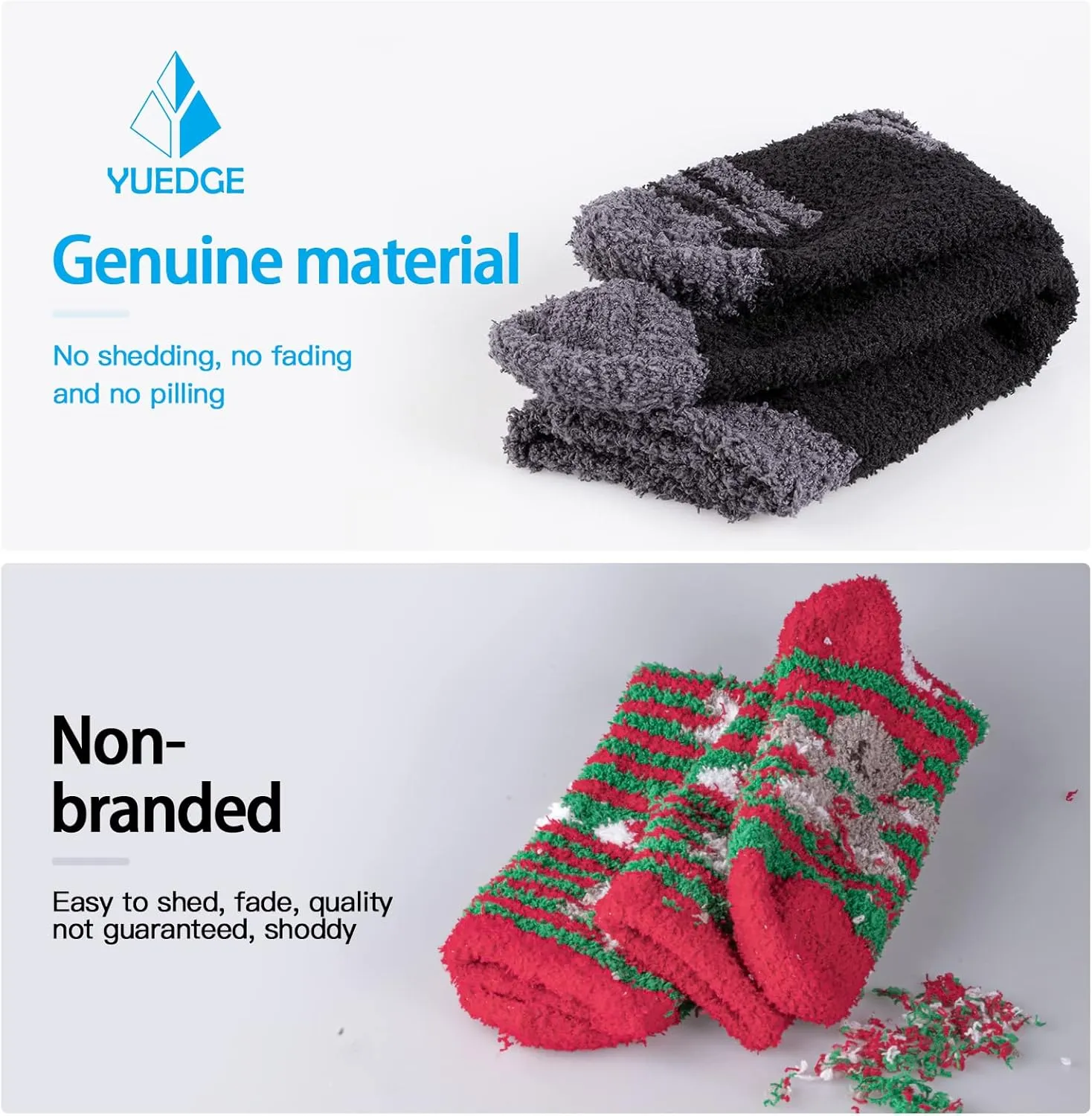 Men's Fuzzy Socks Cozy Fluffy Sleep Bed Socks Winter Warm Slipper Socks for Male's Size 6-14, 5 Pairs/Pack