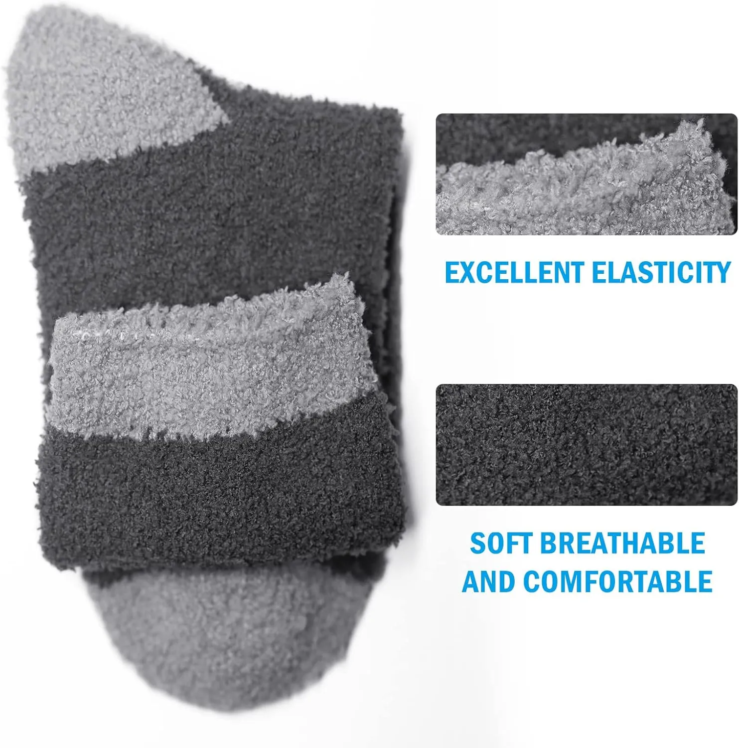 Men's Fuzzy Socks Cozy Fluffy Sleep Bed Socks Winter Warm Slipper Socks for Male's Size 6-14, 5 Pairs/Pack