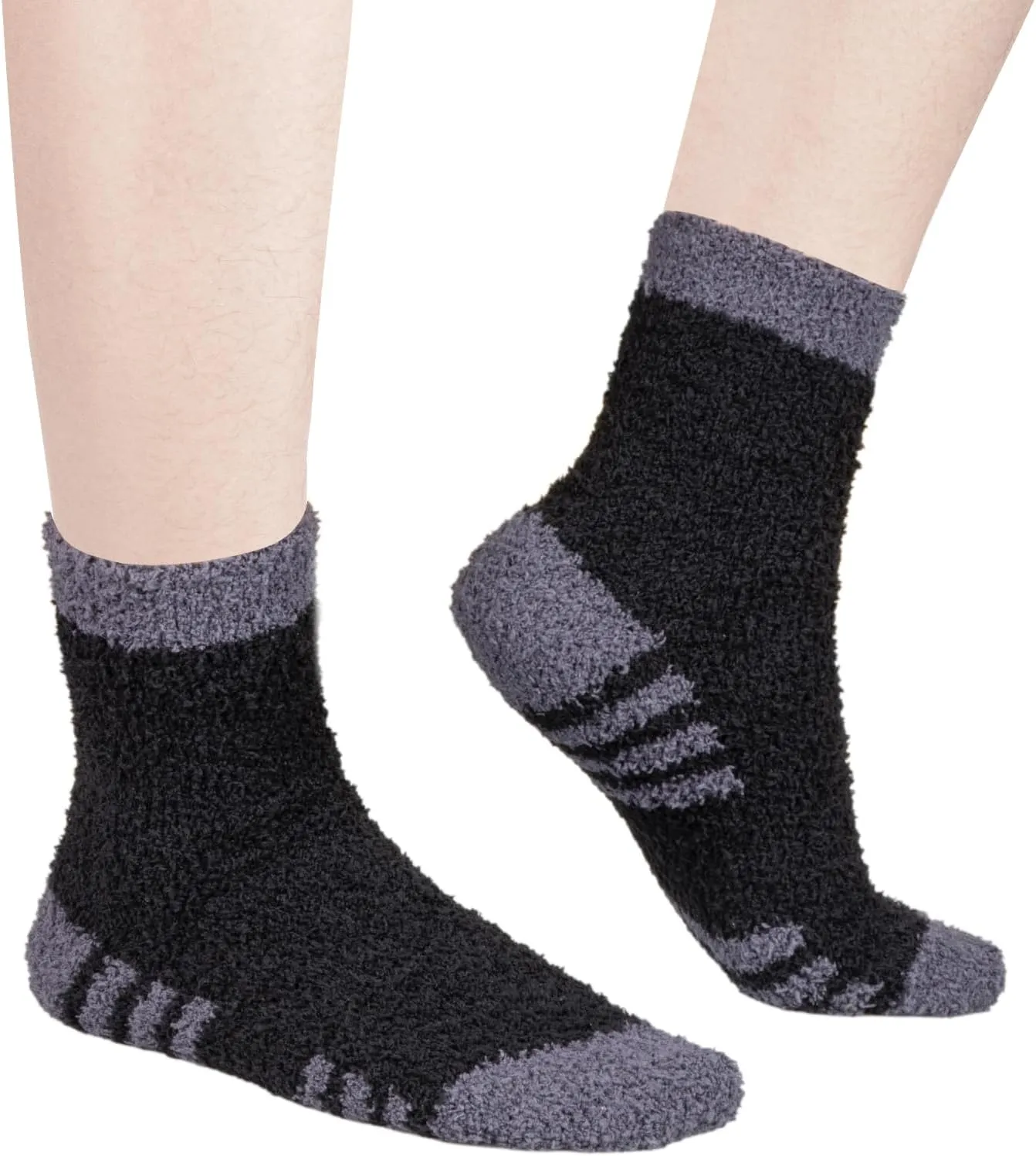 Men's Fuzzy Socks Cozy Fluffy Sleep Bed Socks Winter Warm Slipper Socks for Male's Size 6-14, 5 Pairs/Pack